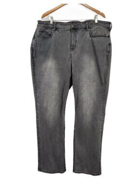 NYDJ Marilyn Straight Denim Jeans Womens 16 Black Stretch Casual High Rise